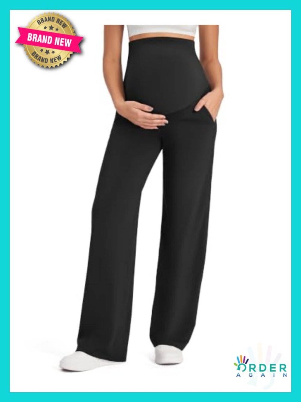Maternity Pants Over the Belly Wide Leg Yoga Trousers with Pockets